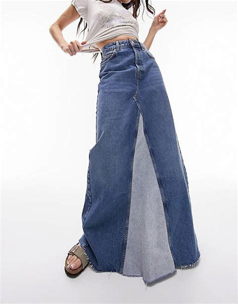 topshop denim skirt|topshop reworked denim maxi skirt.